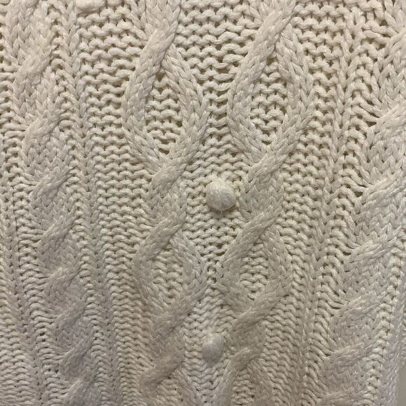 Vintage 80s Needles & Yarn Ivory Cable Knit Floral Yoke Crewneck Sweater Size M - Picture 9 of 13